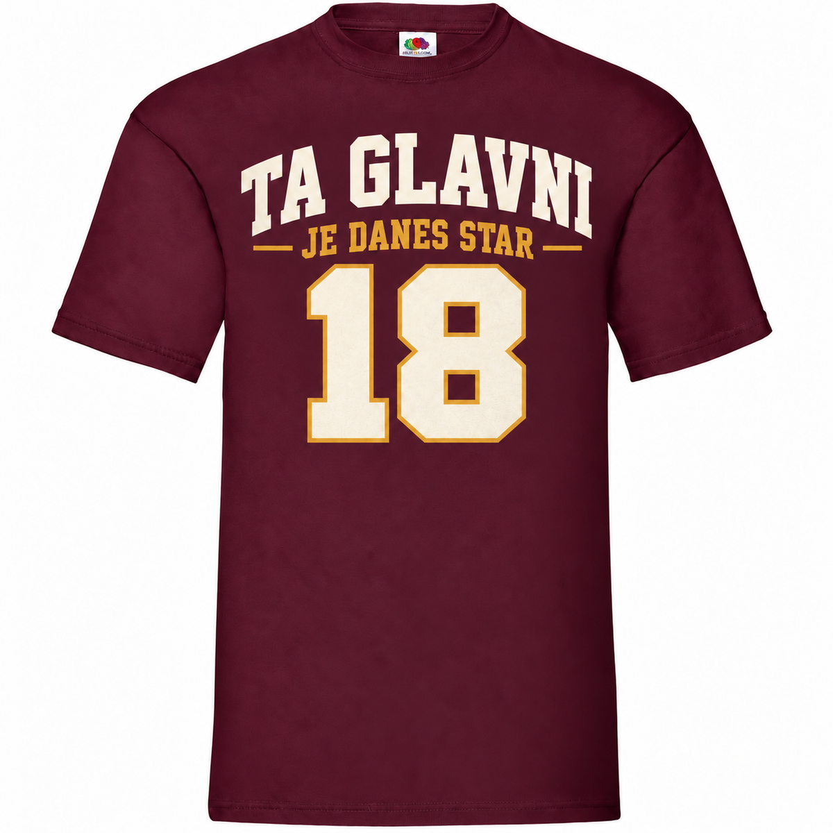 Moška majica za 18 let Ta glavni je danes star 18, bordo, Fruit of the Loom