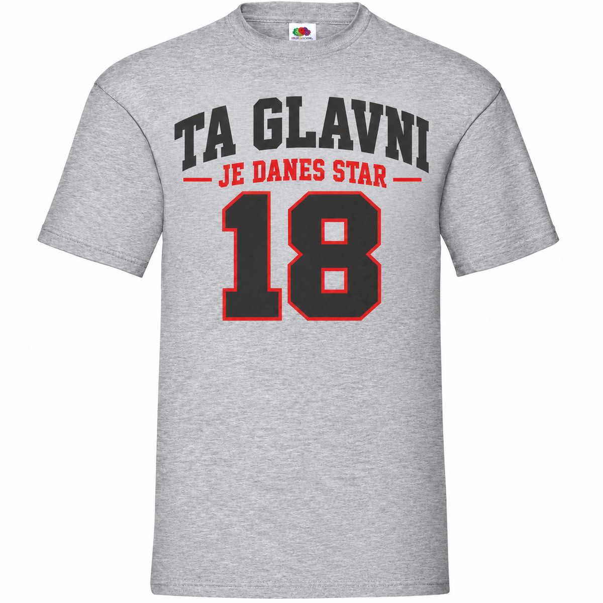 Moška majica za 18 let Ta glavni je danes star 18, siva, Fruit of the Loom