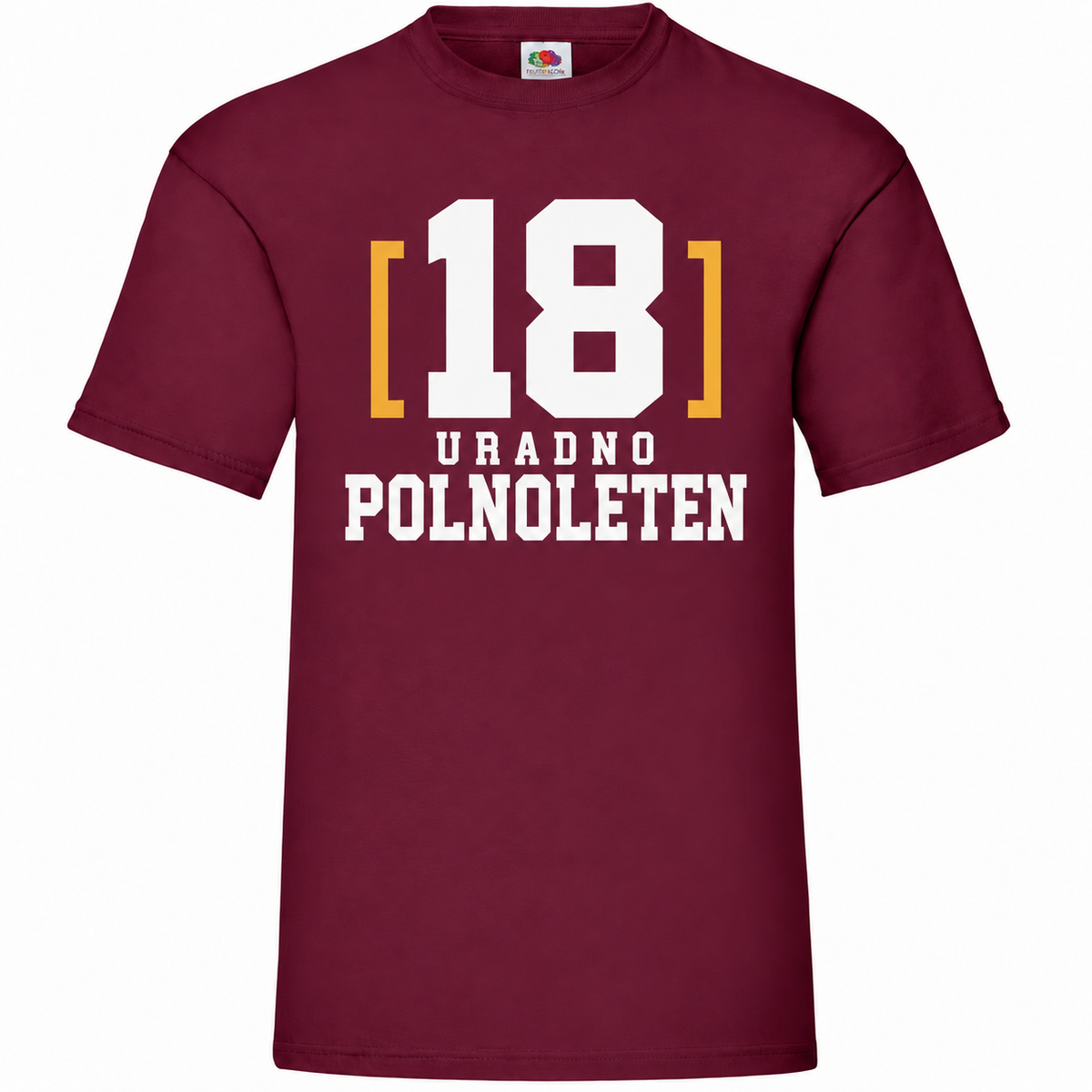 Moška majica za 18 let Uradno polnoleten, Fruit of the Loom, bordo