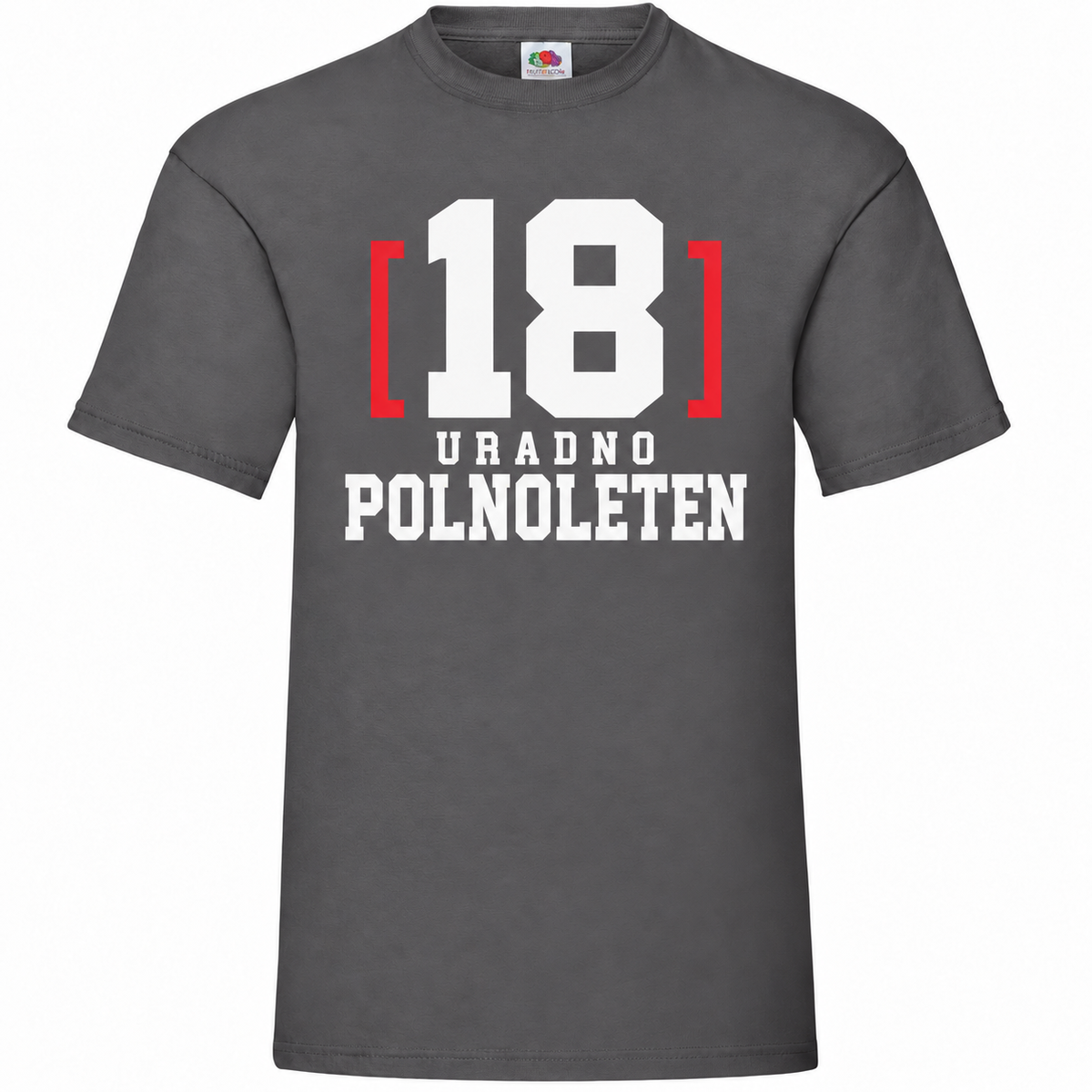Moška majica za 18 let Uradno polnoleten, Fruit of the Loom, grafitna