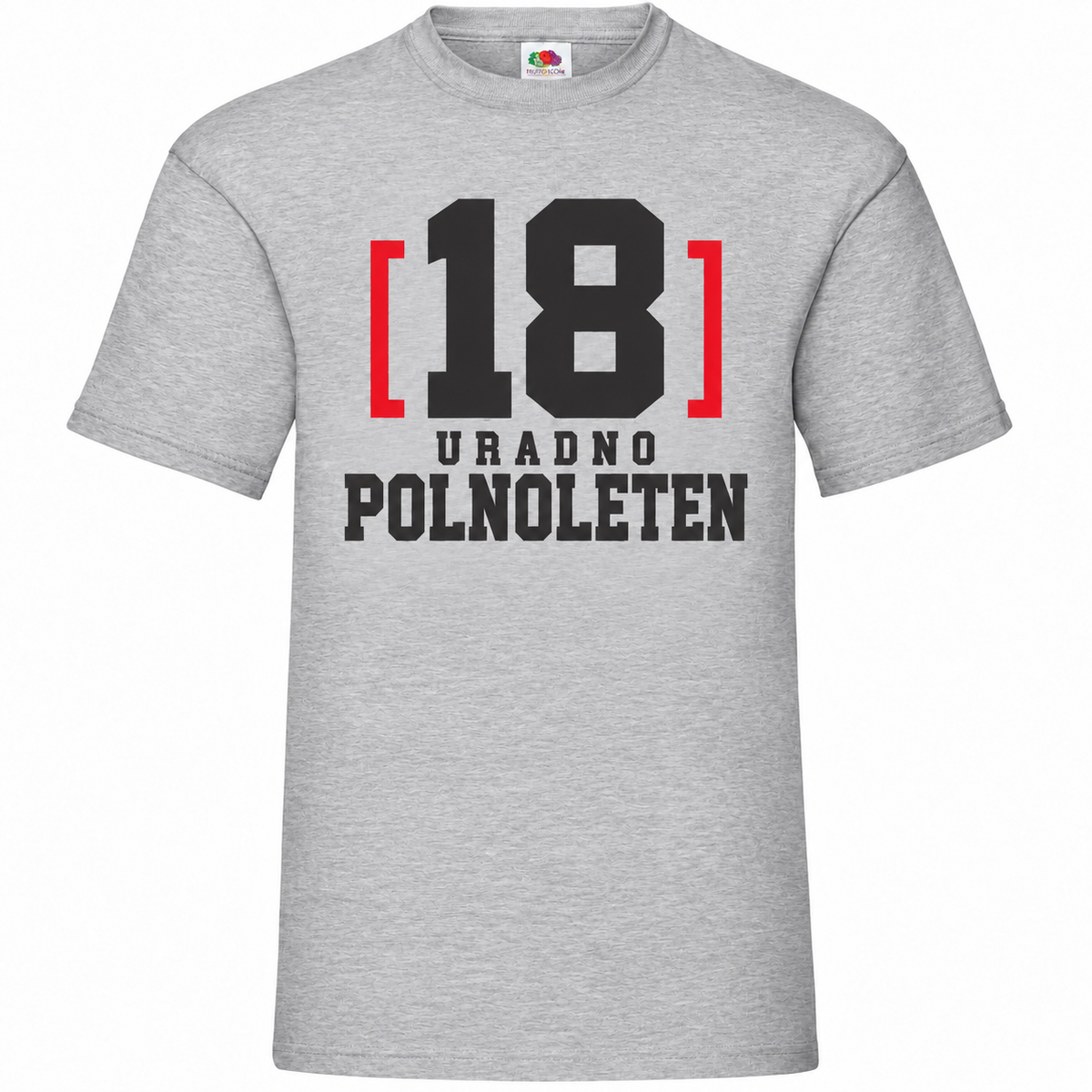 Moška majica za 18 let Uradno polnoleten, Fruit of the Loom, siva