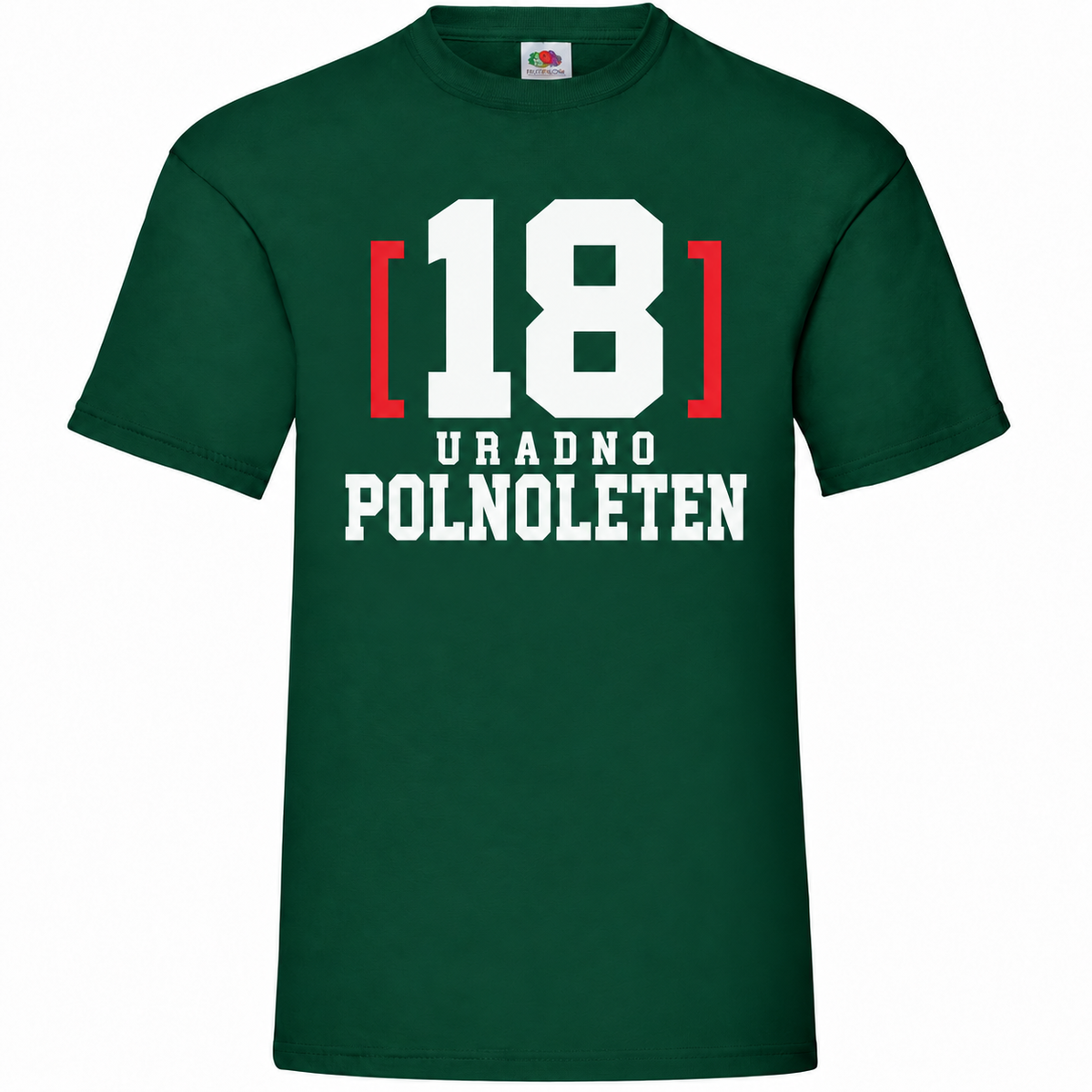 Moška majica za 18 let Uradno polnoleten, Fruit of the Loom, stekleno zelena