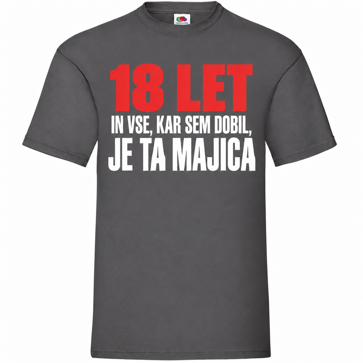 Moška majica za 18 let Vse, kar sem dobil, je ta majica, Fruit of the Loom, grafitna