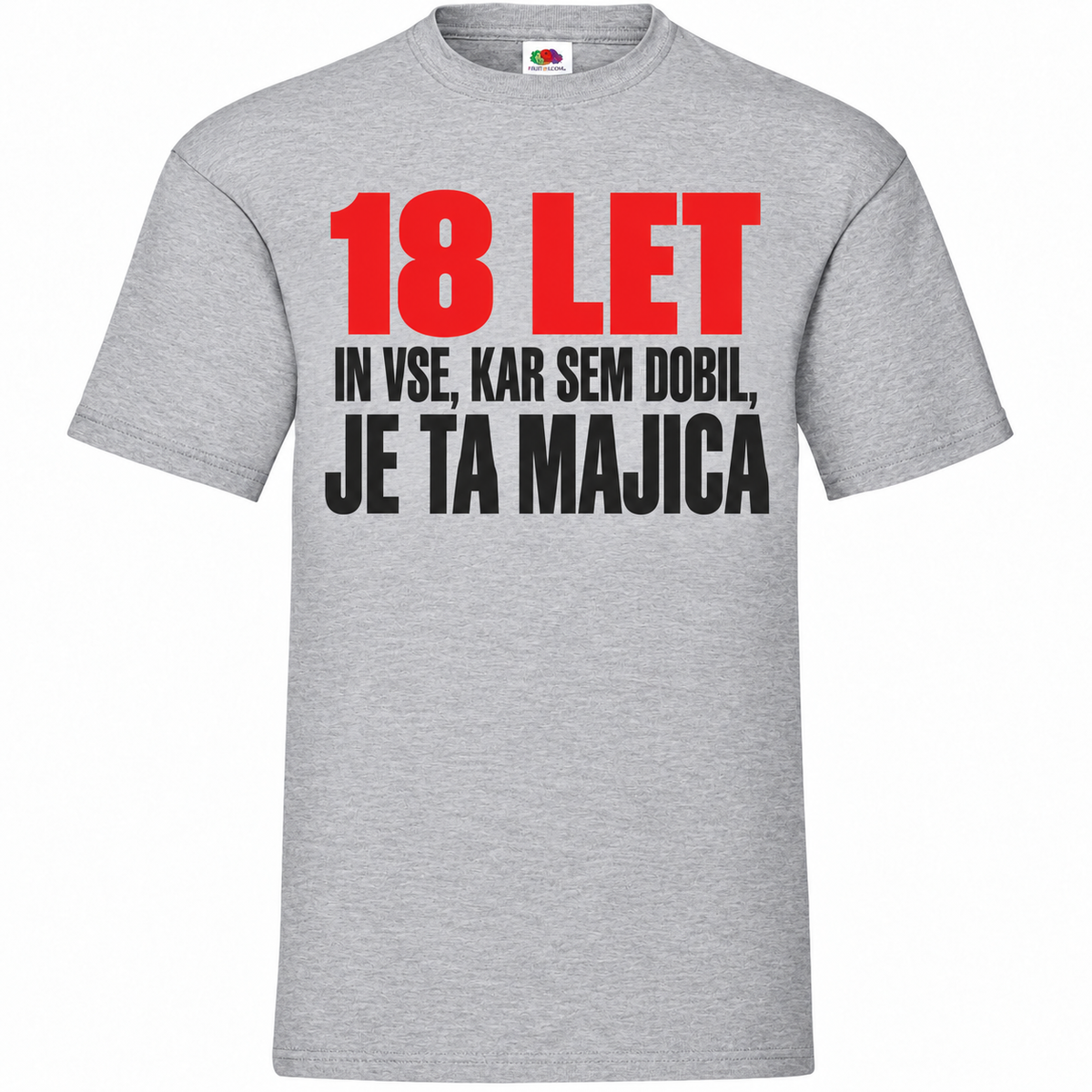 Moška majica za 18 let Vse, kar sem dobil, je ta majica, Fruit of the Loom, siva