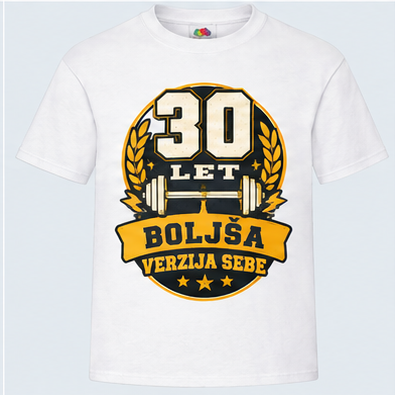 Moška majica za 30 let Boljša verzija sebe, Fruit of the Loom, Bela
