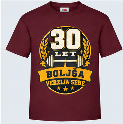 Moška majica za 30 let Boljša verzija sebe, Fruit of the Loom, Bordo