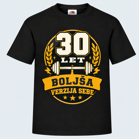 Moška majica za 30 let Boljša verzija sebe, Fruit of the Loom, Črna