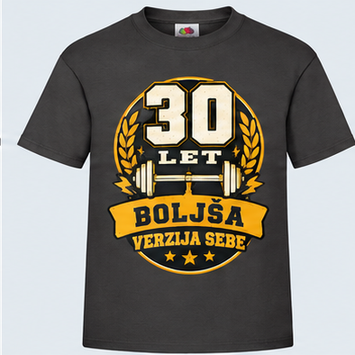 Moška majica za 30 let Boljša verzija sebe, Fruit of the Loom, Grafitna