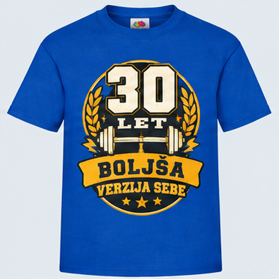 Moška majica za 30 let Boljša verzija sebe, Fruit of the Loom, Kraljevo modra