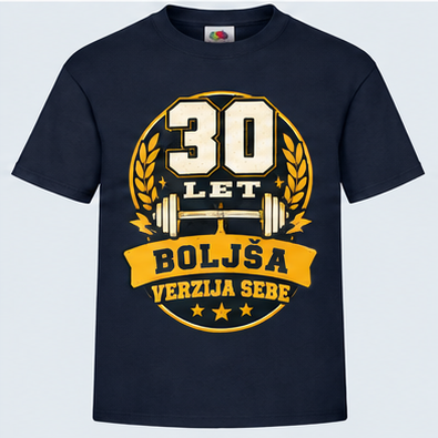 Moška majica za 30 let Boljša verzija sebe, Fruit of the Loom, Mornarsko modra