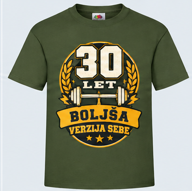 Moška majica za 30 let Boljša verzija sebe, Fruit of the Loom, Olivna