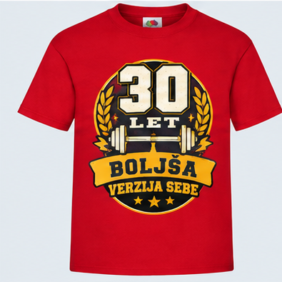 Moška majica za 30 let Boljša verzija sebe, Fruit of the Loom, Rdeča