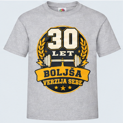 Moška majica za 30 let Boljša verzija sebe, Fruit of the Loom, Siva