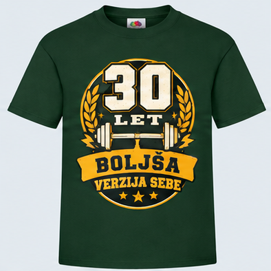Moška majica za 30 let Boljša verzija sebe, Fruit of the Loom, Stekleno zelena