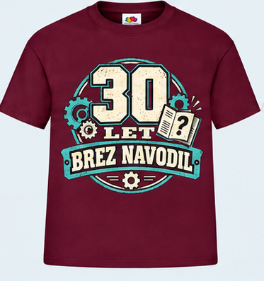 Moška majica za 30 let Brez navodil, Fruit of the Loom, Bordo