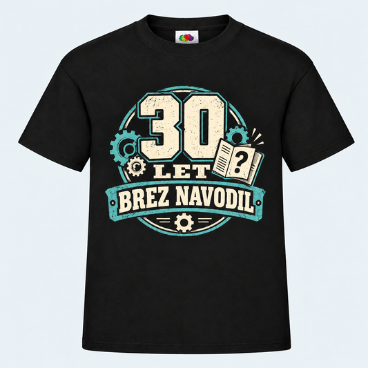 Moška majica za 30 let Brez navodil, Fruit of the Loom, črna