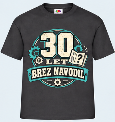 Moška majica za 30 let Brez navodil, Fruit of the Loom, Grafitna