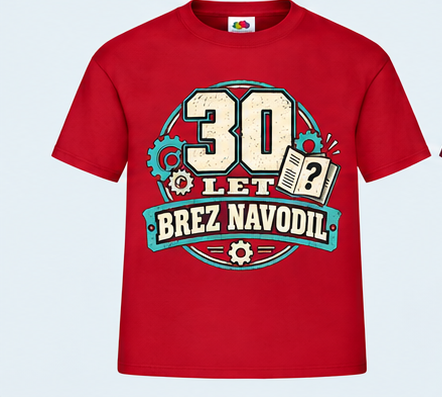 Moška majica za 30 let Brez navodil, Fruit of the Loom, Rdeča