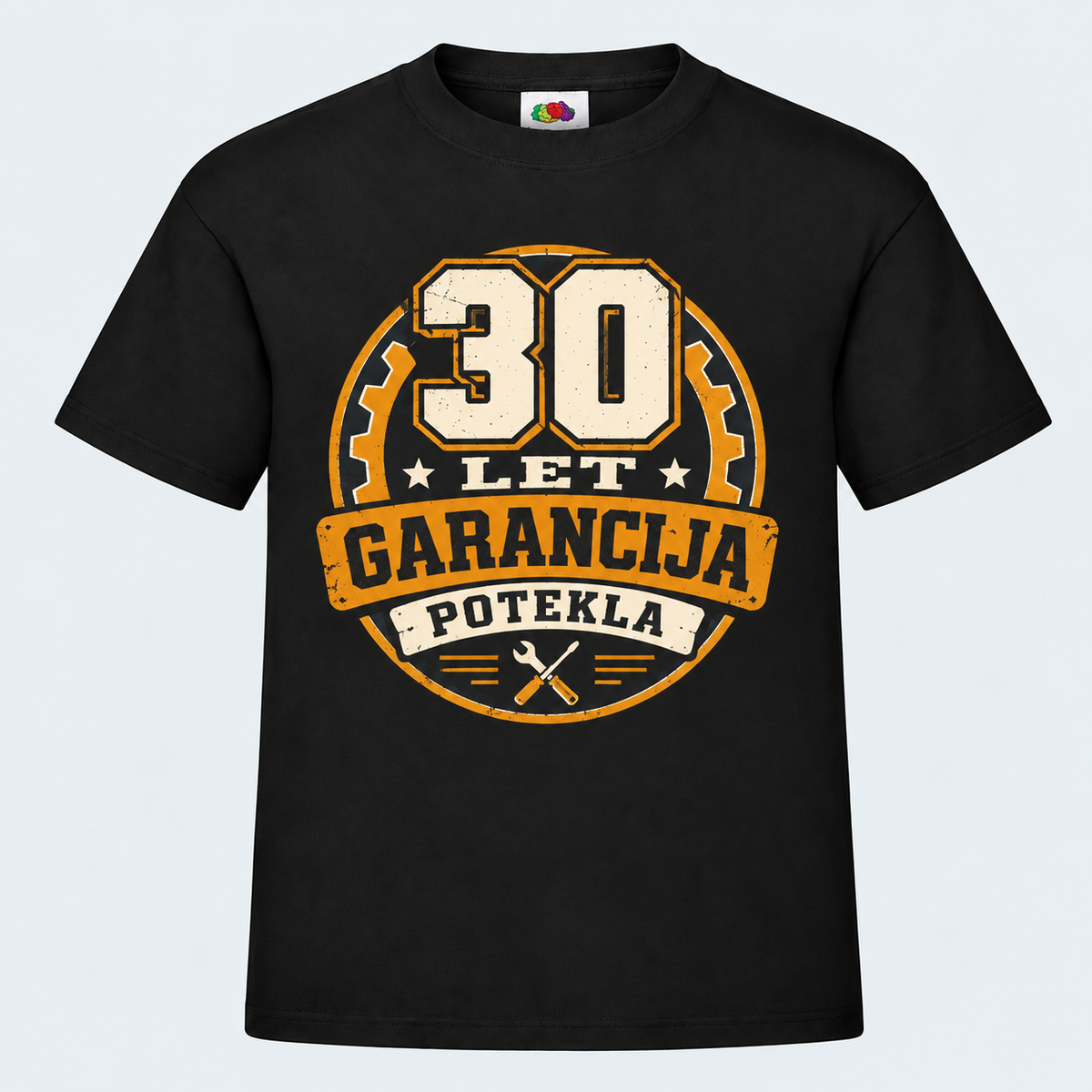 Moška majica za 30 let Garancija potekla, Fruit of the Loom, črna