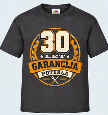 Moška majica za 30 let Garancija potekla, Fruit of the Loom, Grafitna