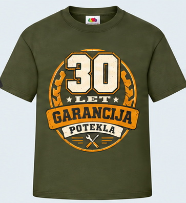 Moška majica za 30 let Garancija potekla, Fruit of the Loom, Olivna