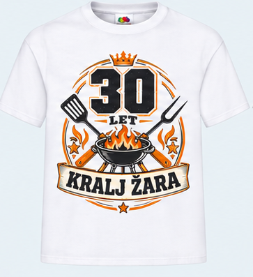 Moška majica za 30 let Kralj žara, Fruit of the Loom, Bela