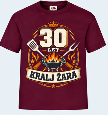 Moška majica za 30 let Kralj žara, Fruit of the Loom, Bordo