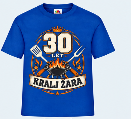 Moška majica za 30 let Kralj žara, Fruit of the Loom, Kraljevo modra