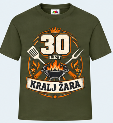 Moška majica za 30 let Kralj žara, Fruit of the Loom, Olivna