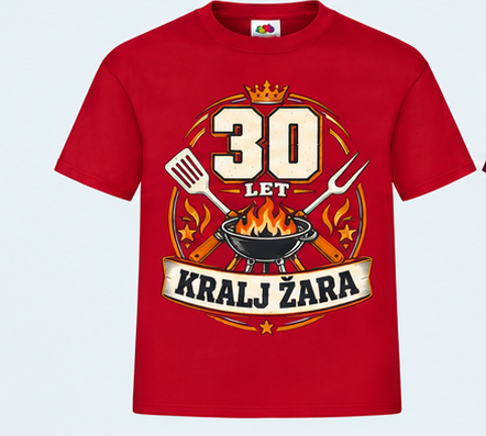 Moška majica za 30 let Kralj žara, Fruit of the Loom, Rdeča