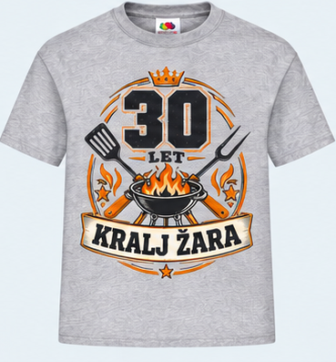 Moška majica za 30 let Kralj žara, Fruit of the Loom, Siva