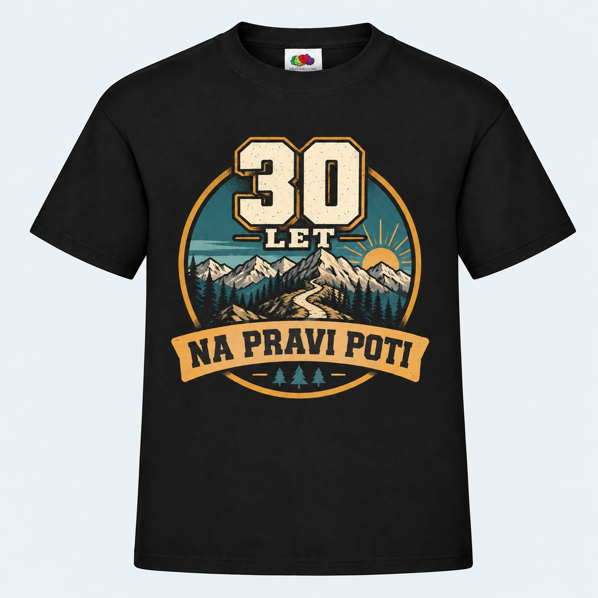 Moška majica za 30 let Na pravi poti, Fruit of the Loom, črna