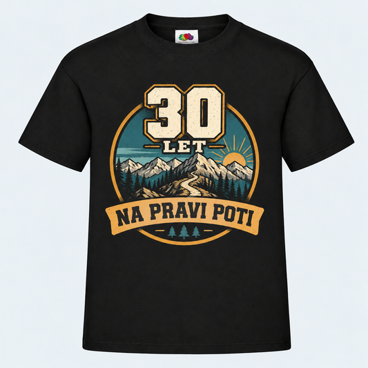 Moška majica za 30 let Na pravi poti, Fruit of the Loom, črna
