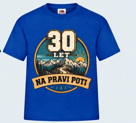 Moška majica za 30 let Na pravi poti, Fruit of the Loom, Kraljevo modra
