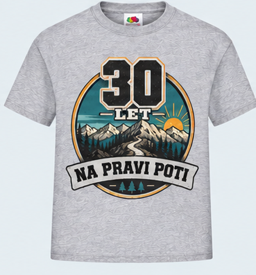 Moška majica za 30 let Na pravi poti, Fruit of the Loom, Siva