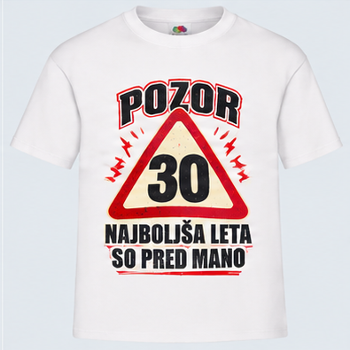 Moška majica za 30 let Najboljša leta so pred mano, Fruit of the Loom, Bela