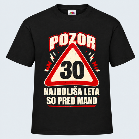 Moška majica za 30 let Najboljša leta so pred mano, Fruit of the Loom, Črna