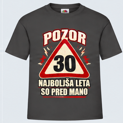 Moška majica za 30 let Najboljša leta so pred mano, Fruit of the Loom, Grafitna