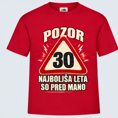 Moška majica za 30 let Najboljša leta so pred mano, Fruit of the Loom, Rdeča