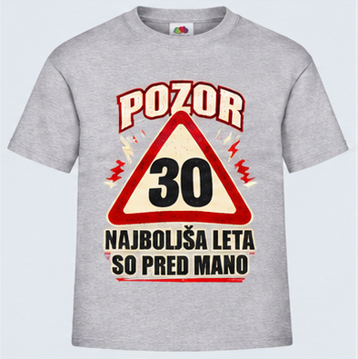 Moška majica za 30 let Najboljša leta so pred mano, Fruit of the Loom, Siva