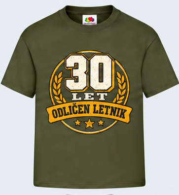 Moška majica za 30 let Odličen letnik, Fruit of the Loom, Olivna
