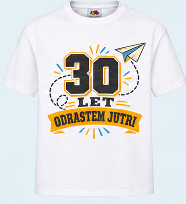 Moška majica za 30 let Odrastem jutri, Fruit of the Loom, Bela
