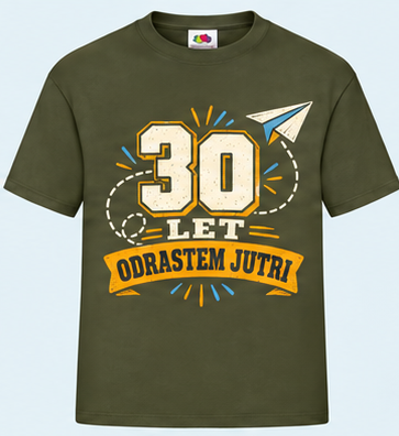 Moška majica za 30 let Odrastem jutri, Fruit of the Loom, Olivna