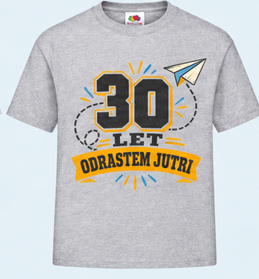 Moška majica za 30 let Odrastem jutri, Fruit of the Loom, Siva