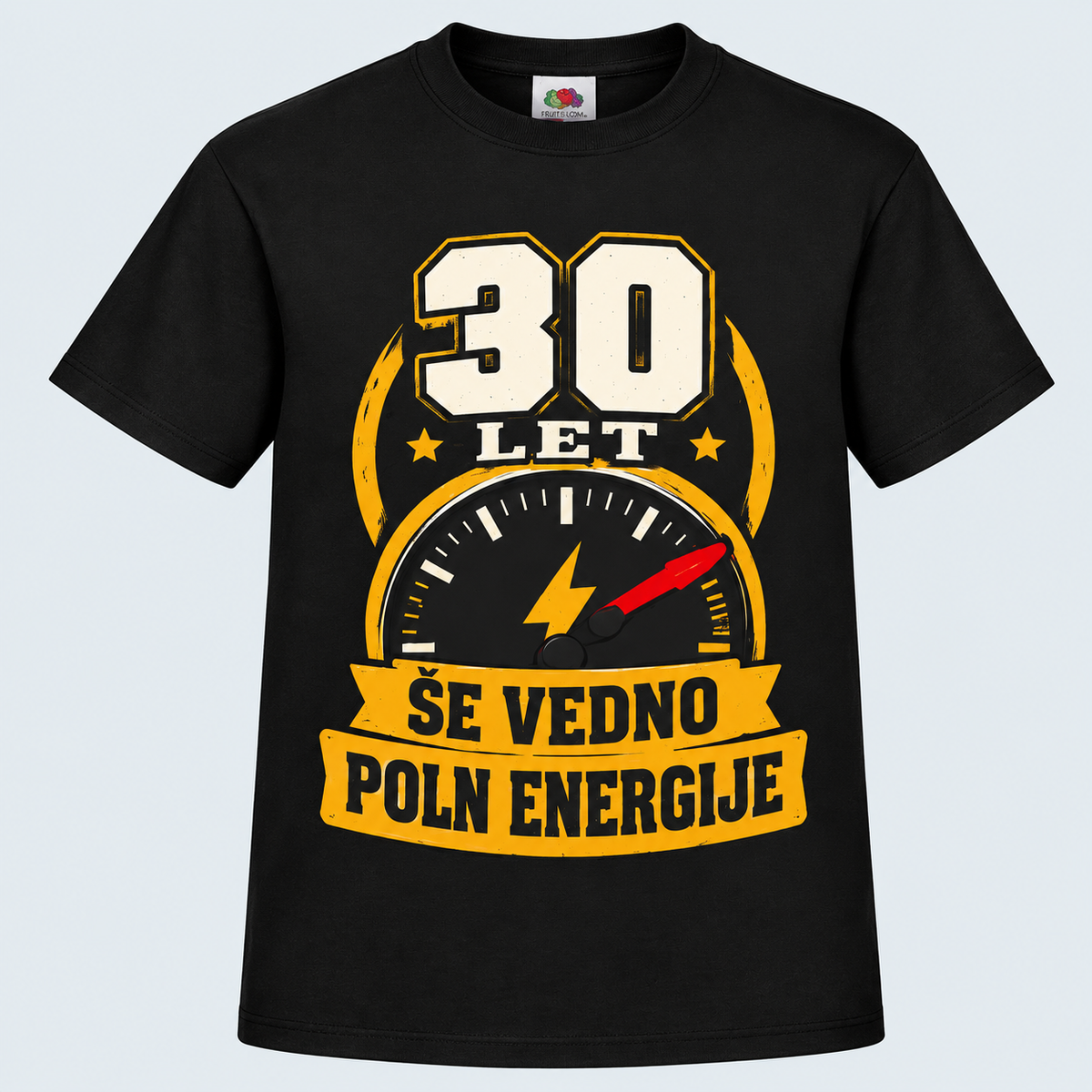 Moška majica za 30 let Še vedno poln energije, Fruit of the Loom, Črna