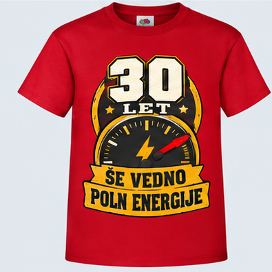 Moška majica za 30 let Še vedno poln energije, Fruit of the Loom, Rdeča