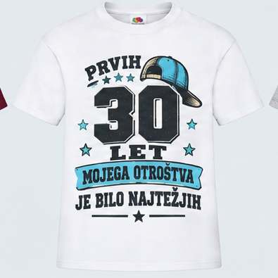Moška majica za 30 let Prvih 30 let mojega otroštva, Fruit of the Loom, Bela