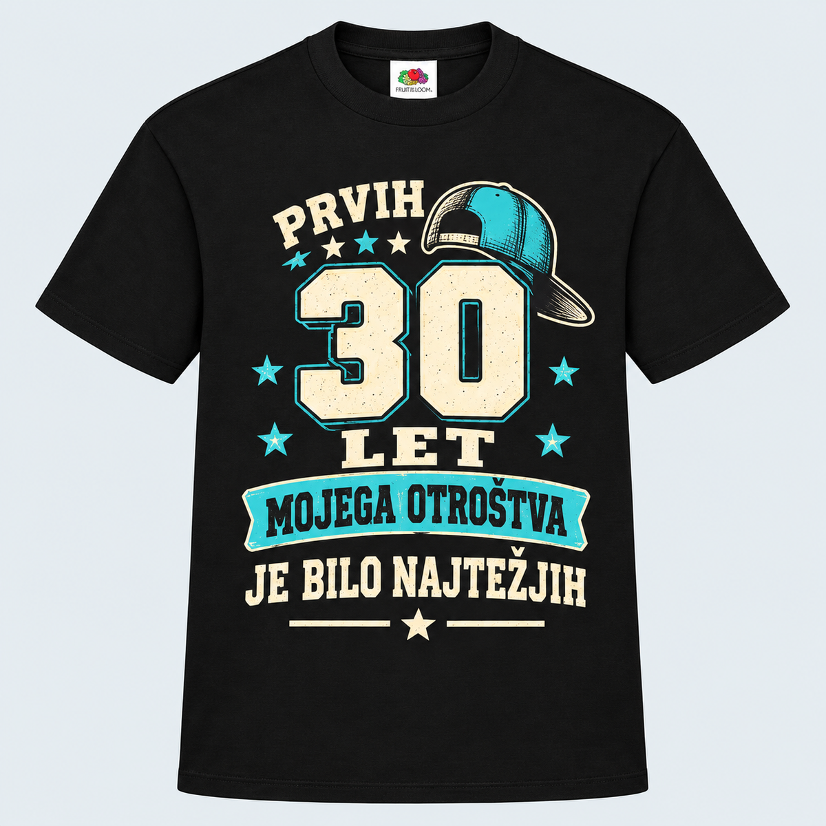 Moška majica za 30 let Prvih 30 let mojega otroštva, Fruit of the Loom, Črna