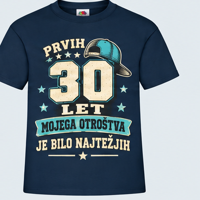 Moška majica za 30 let Prvih 30 let mojega otroštva, Fruit of the Loom, Mornarsko modra