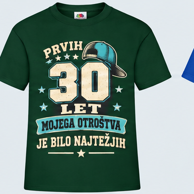 Moška majica za 30 let Prvih 30 let mojega otroštva, Fruit of the Loom, Stekleno zelena